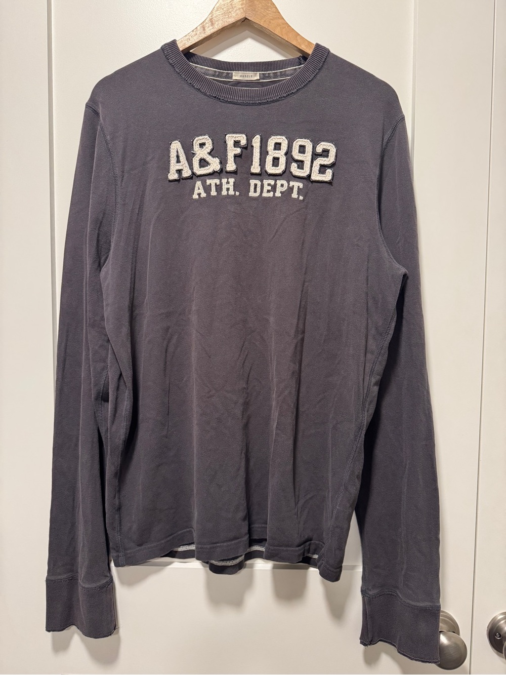 Abercrombie & Fitch Gray A&F 1892 Ath. Dept. Long-Sleeve Muscle Crew XL Y2K